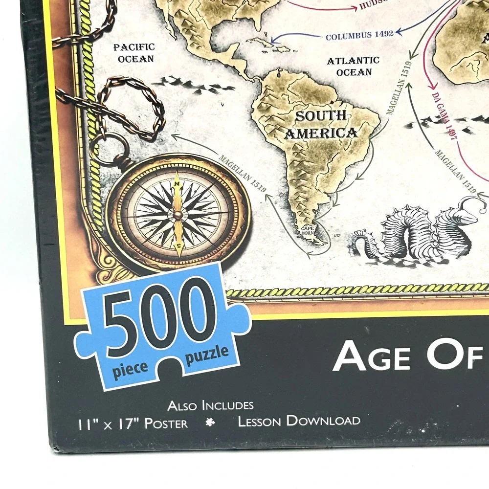 Standards In Puzzles Age of Discovery 500 Piece Educational World Map Puzzle NEW